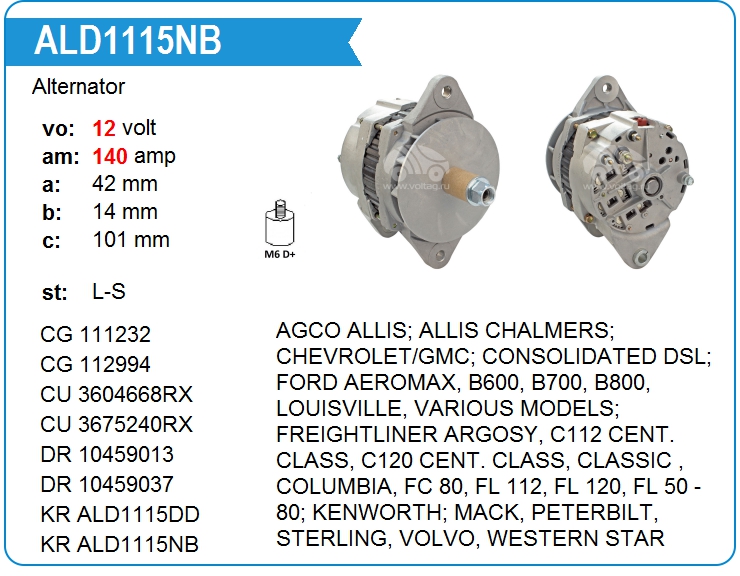 Генератор 160Amp ALD1115NB