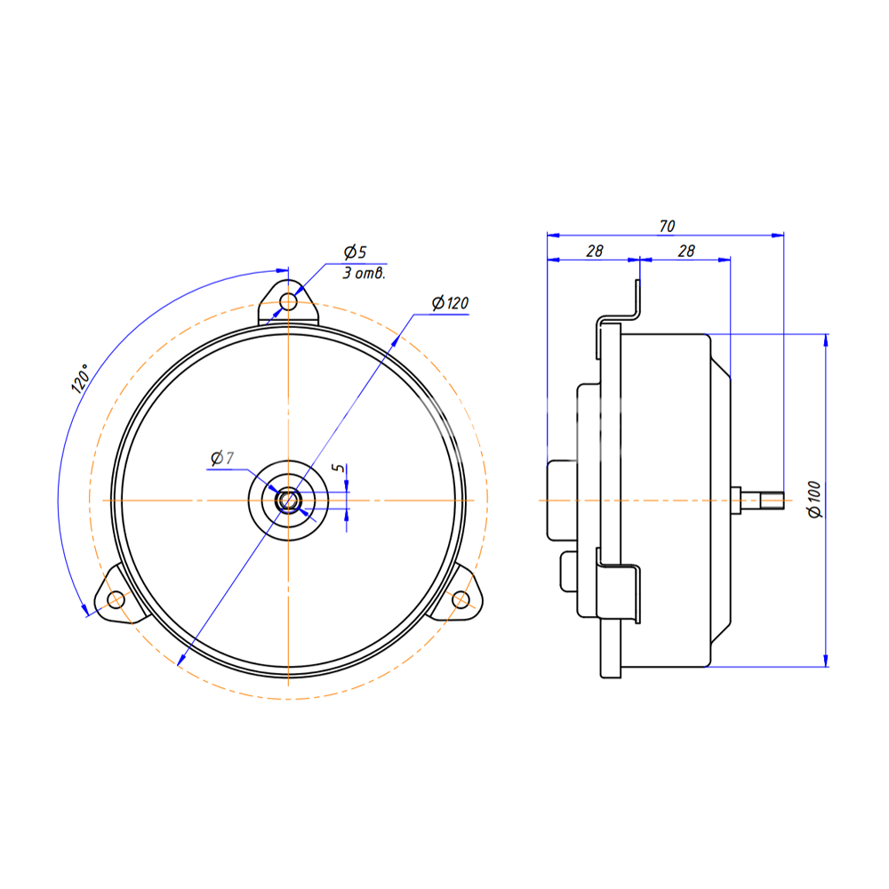 RC-U01304 электромотор осевой (12V, 120W, PUSH)